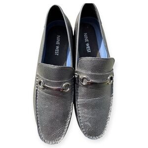 New Nine West Men's Black Leather Loafers